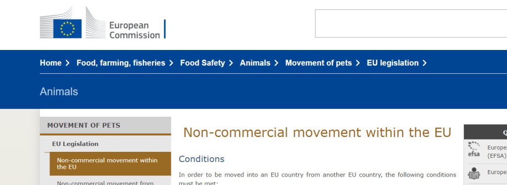 Non-commercial movement of animals within the EU
